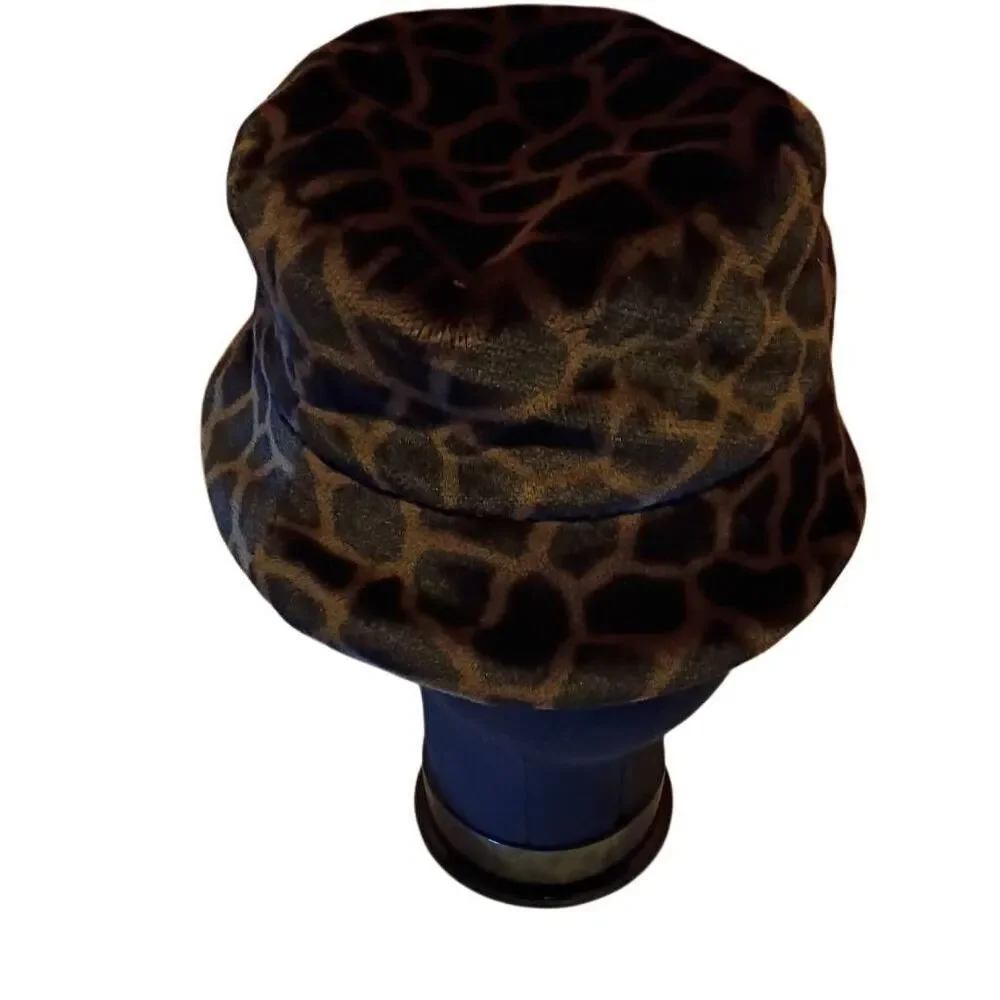 La Maison De La Fausse Fourrure Paris Vintage Fuzzy Leopard Polka Dot Bucket Hat
